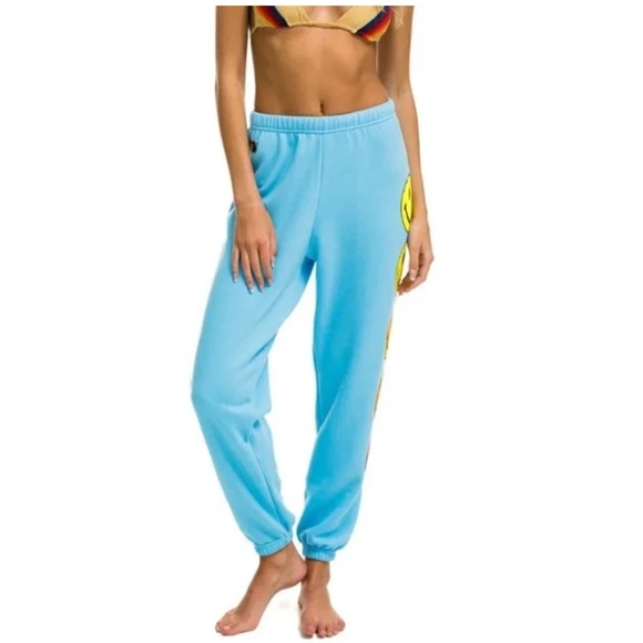 Aviator Nation Smiley Sweatpants Sky Small - Picture 3 of 9